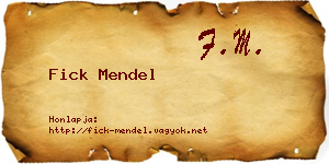 Fick Mendel névjegykártya